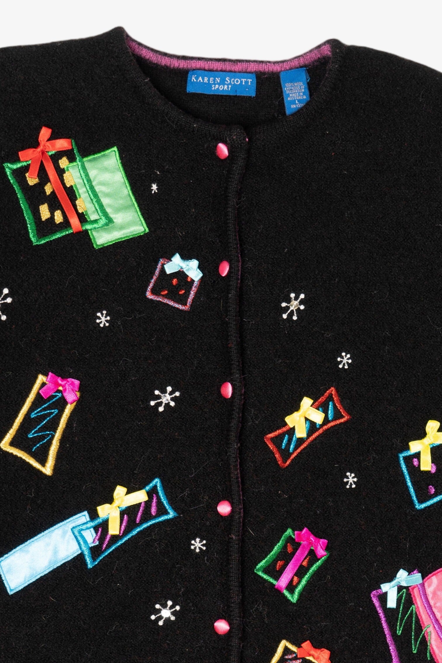 Vintage Black Karen Scott Presents Ugly Christmas Cardigan (2000s)
