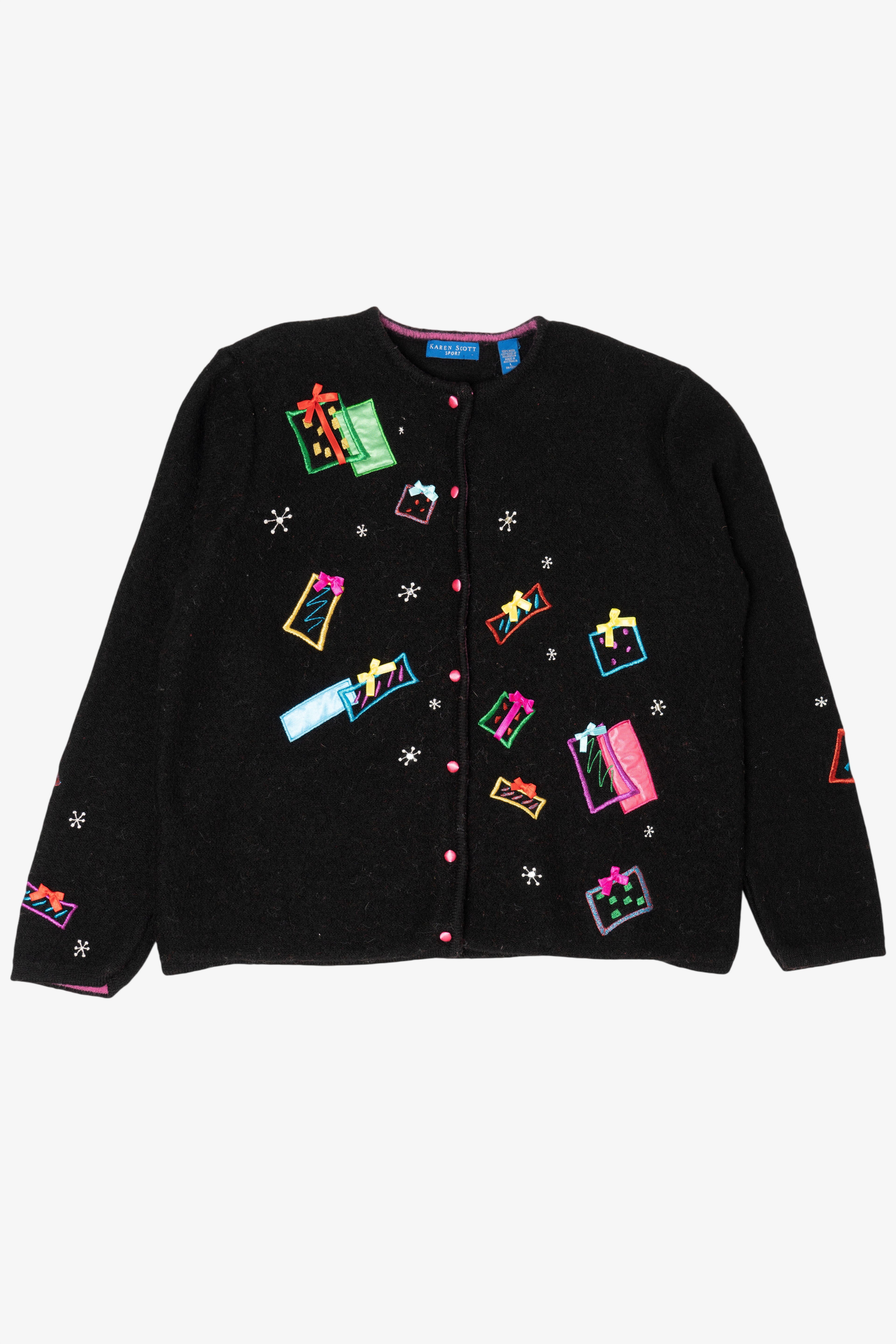 Vintage Black Karen Scott Presents Ugly Christmas Cardigan (2000s)
