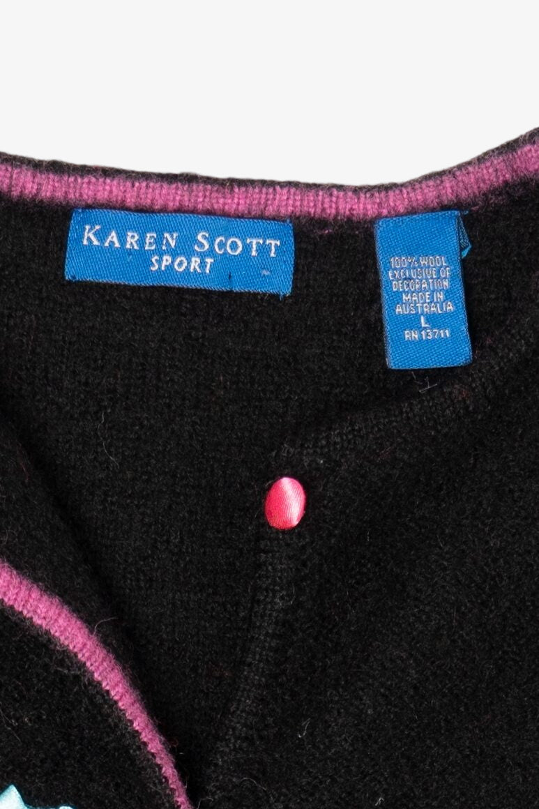 Vintage Black Karen Scott Presents Ugly Christmas Cardigan (2000s)