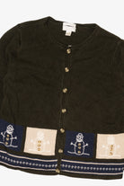 Vintage Hand Crocheted Christopher & Banks Snowmen Christmas Cardigan (2000s)