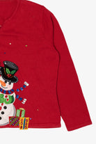 Vintage Red Tiara Snowmen Ugly Christmas Cardigan (2000s)