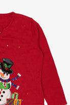 Vintage Red Tiara Snowmen Ugly Christmas Cardigan (2000s)