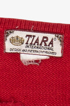 Vintage Red Tiara Snowmen Ugly Christmas Cardigan (2000s)