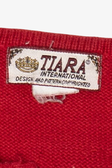 Vintage Red Tiara Snowmen Ugly Christmas Cardigan (2000s)