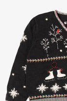 Black Holiday Lodge Ugly Christmas Cardigan (2010s)