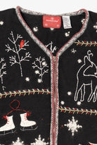 Black Holiday Lodge Ugly Christmas Cardigan (2010s)