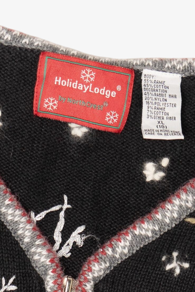 Black Holiday Lodge Ugly Christmas Cardigan (2010s)