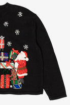 Vintage Black Tiara Santa And Presents Ugly Christmas Cardigan (2000s)