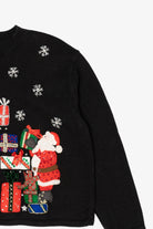 Vintage Black Tiara Santa And Presents Ugly Christmas Cardigan (2000s)
