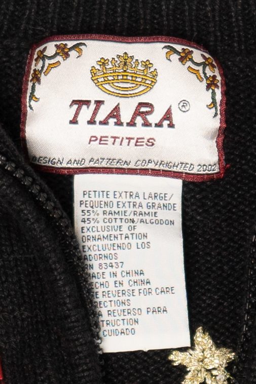 Vintage Black Tiara Santa And Presents Ugly Christmas Cardigan (2000s)