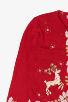 Vintage Red Victoria Jones Reindeer Ugly Christmas Cardigan (1990s)