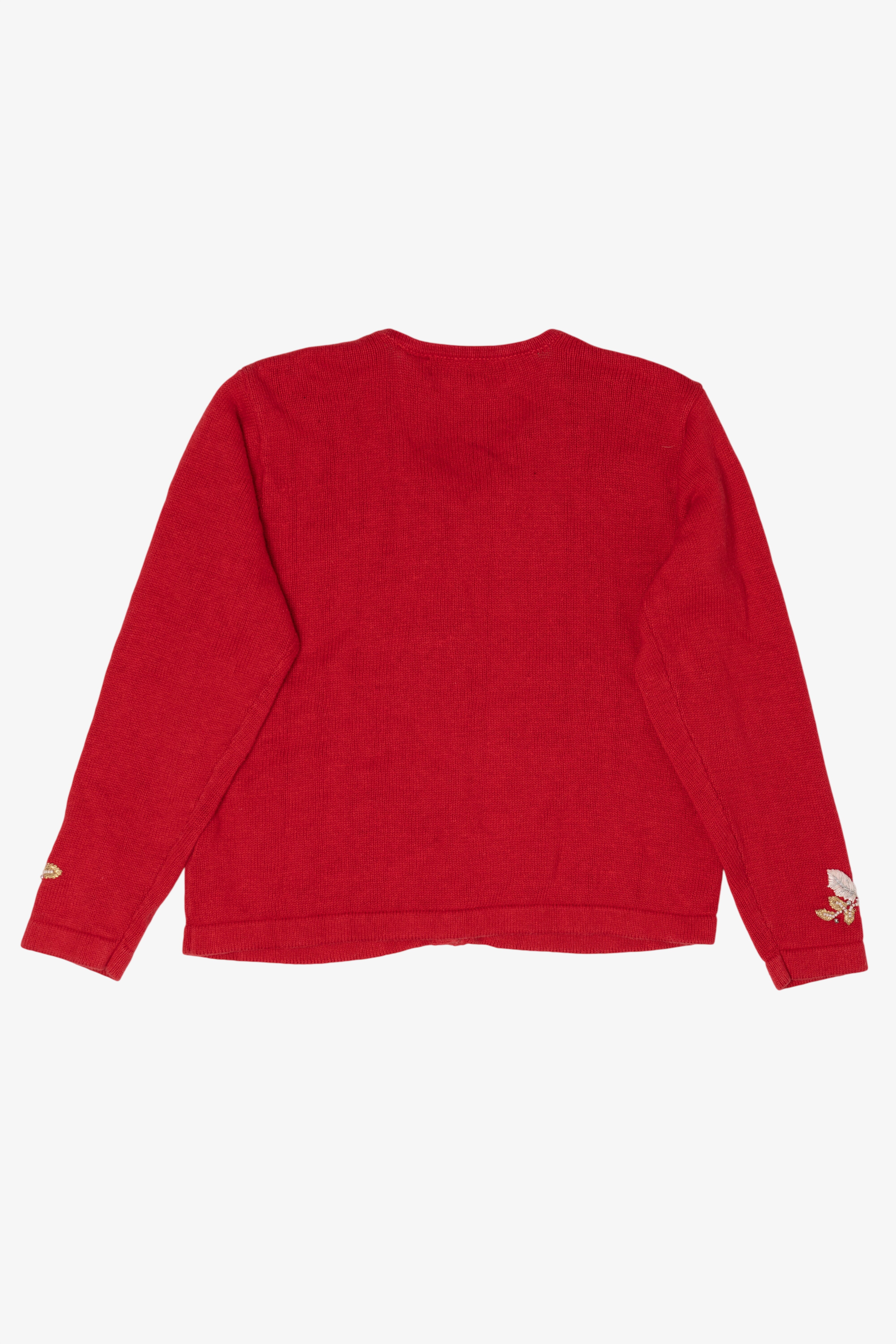 Vintage Red Victoria Jones Reindeer Ugly Christmas Cardigan (1990s)