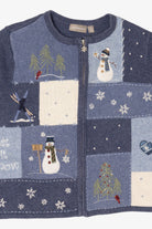 Vintage Blue Croft & Barrow Snowmen Ugly Christmas Cardigan (2000s)