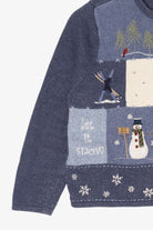 Vintage Blue Croft & Barrow Snowmen Ugly Christmas Cardigan (2000s)