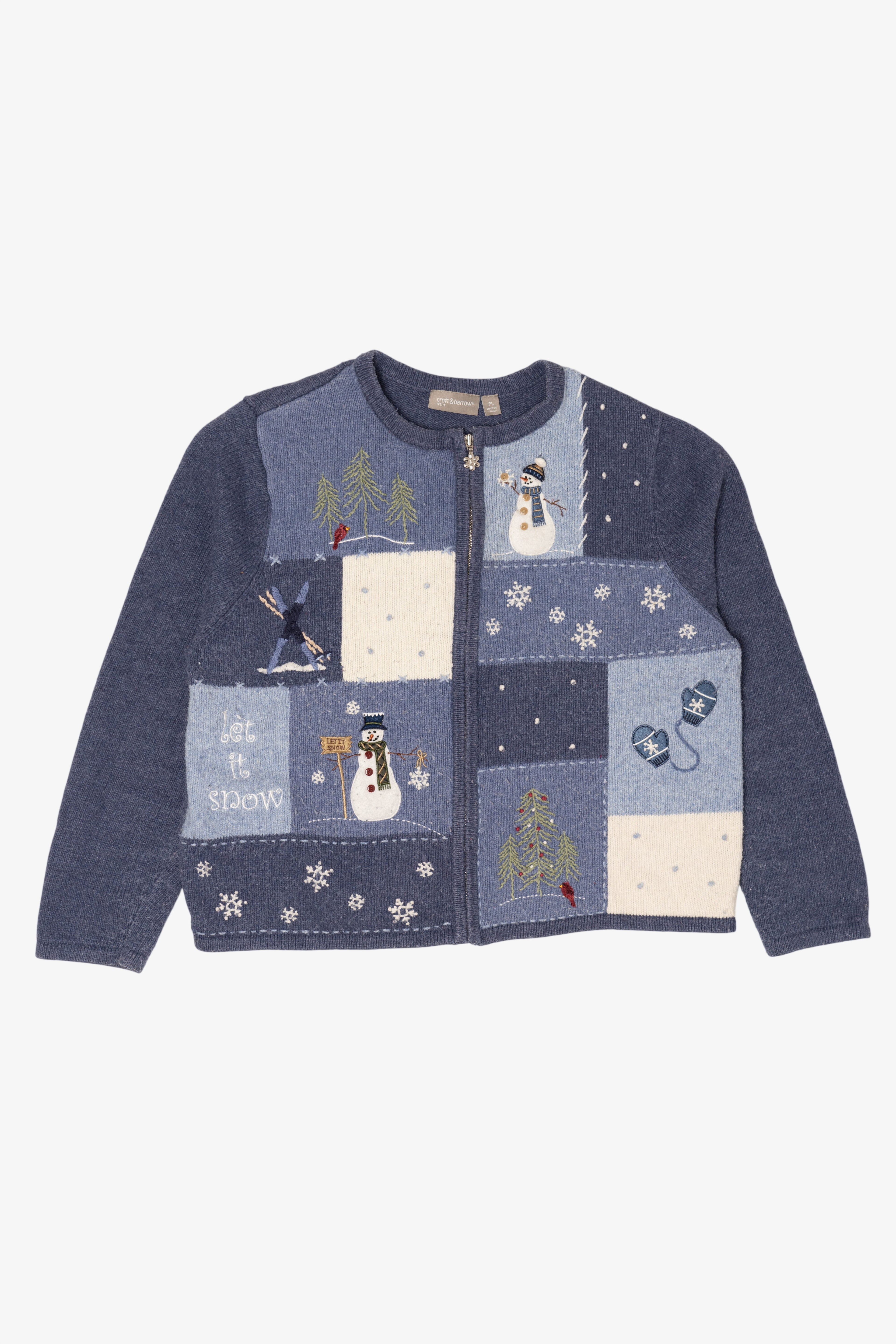 Vintage Blue Croft & Barrow Snowmen Ugly Christmas Cardigan (2000s)