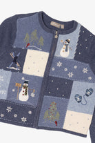 Vintage Blue Croft & Barrow Snowmen Ugly Christmas Cardigan (2000s)