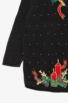 Vintage Black VJ Women Bows Ugly Christmas Pullover (1990s)