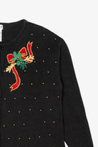 Vintage Black VJ Women Bows Ugly Christmas Pullover (1990s)