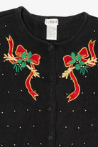 Vintage Black VJ Women Bows Ugly Christmas Pullover (1990s)