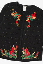 Vintage Black VJ Women Bows Ugly Christmas Pullover (1990s)