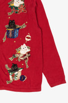 Vintage Red Tiara Dogs Ugly Christmas Cardigan (2000s)