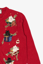Vintage Red Tiara Dogs Ugly Christmas Cardigan (2000s)