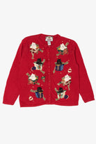 Vintage Red Tiara Dogs Ugly Christmas Cardigan (2000s)