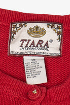 Vintage Red Tiara Dogs Ugly Christmas Cardigan (2000s)