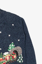 Vintage Navy Blue Heirloom Collectibles Presents Christmas Cardigan (2000s)