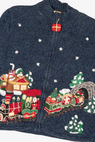 Vintage Navy Blue Heirloom Collectibles Presents Christmas Cardigan (2000s)