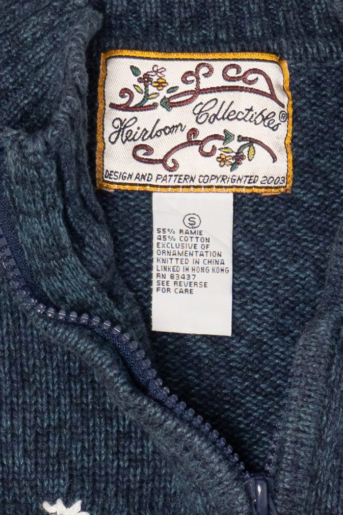 Vintage Navy Blue Heirloom Collectibles Presents Christmas Cardigan (2000s)