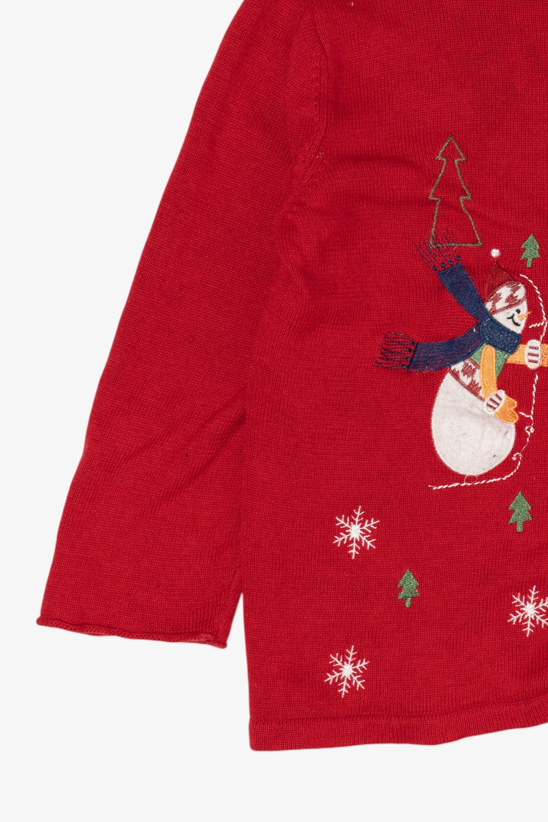 Vintage Red Star Blue Originale Snowmen Ugly Christmas Cardigan (1990s)