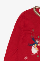 Vintage Red Star Blue Originale Snowmen Ugly Christmas Cardigan (1990s)