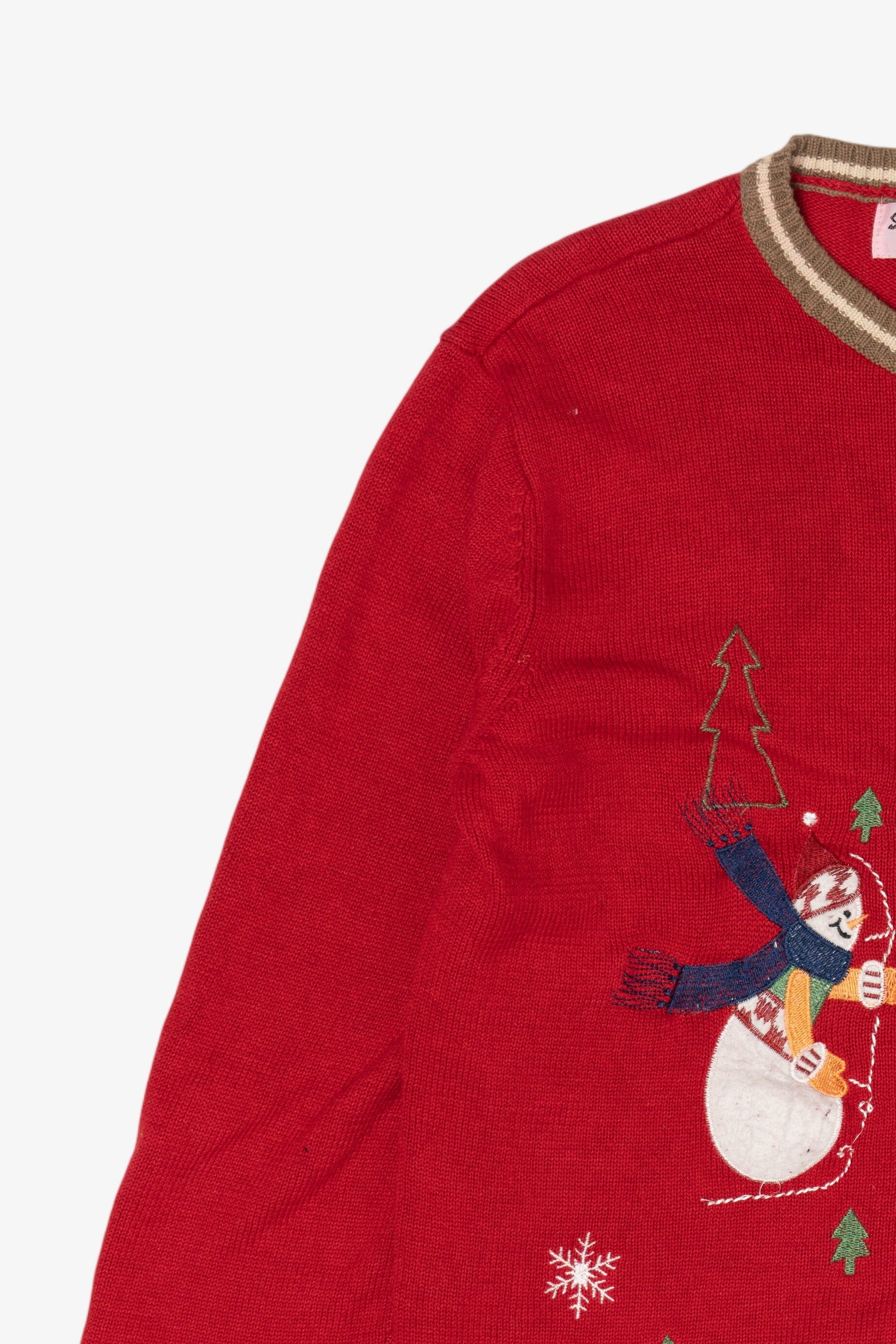 Vintage Red Star Blue Originale Snowmen Ugly Christmas Cardigan (1990s)