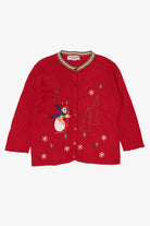 Vintage Red Star Blue Originale Snowmen Ugly Christmas Cardigan (1990s)