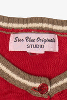 Vintage Red Star Blue Originale Snowmen Ugly Christmas Cardigan (1990s)