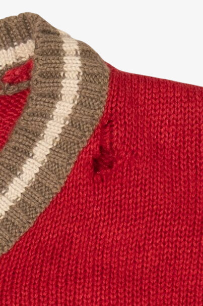 Vintage Red Star Blue Originale Snowmen Ugly Christmas Cardigan (1990s)