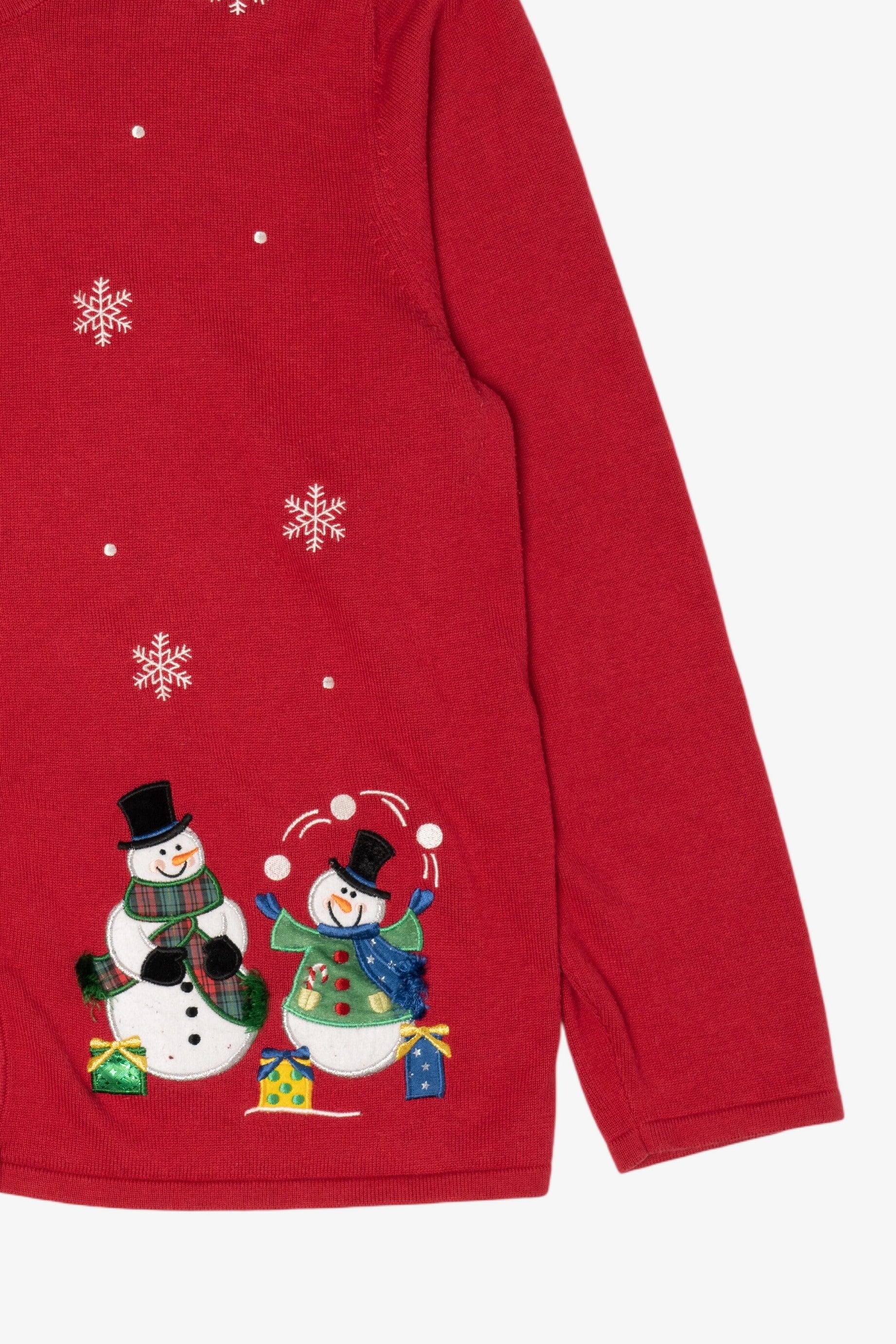 Vintage Lightweight Red Croft & Barrow Snowmen Ugly Christmas Cardigan (2000s)