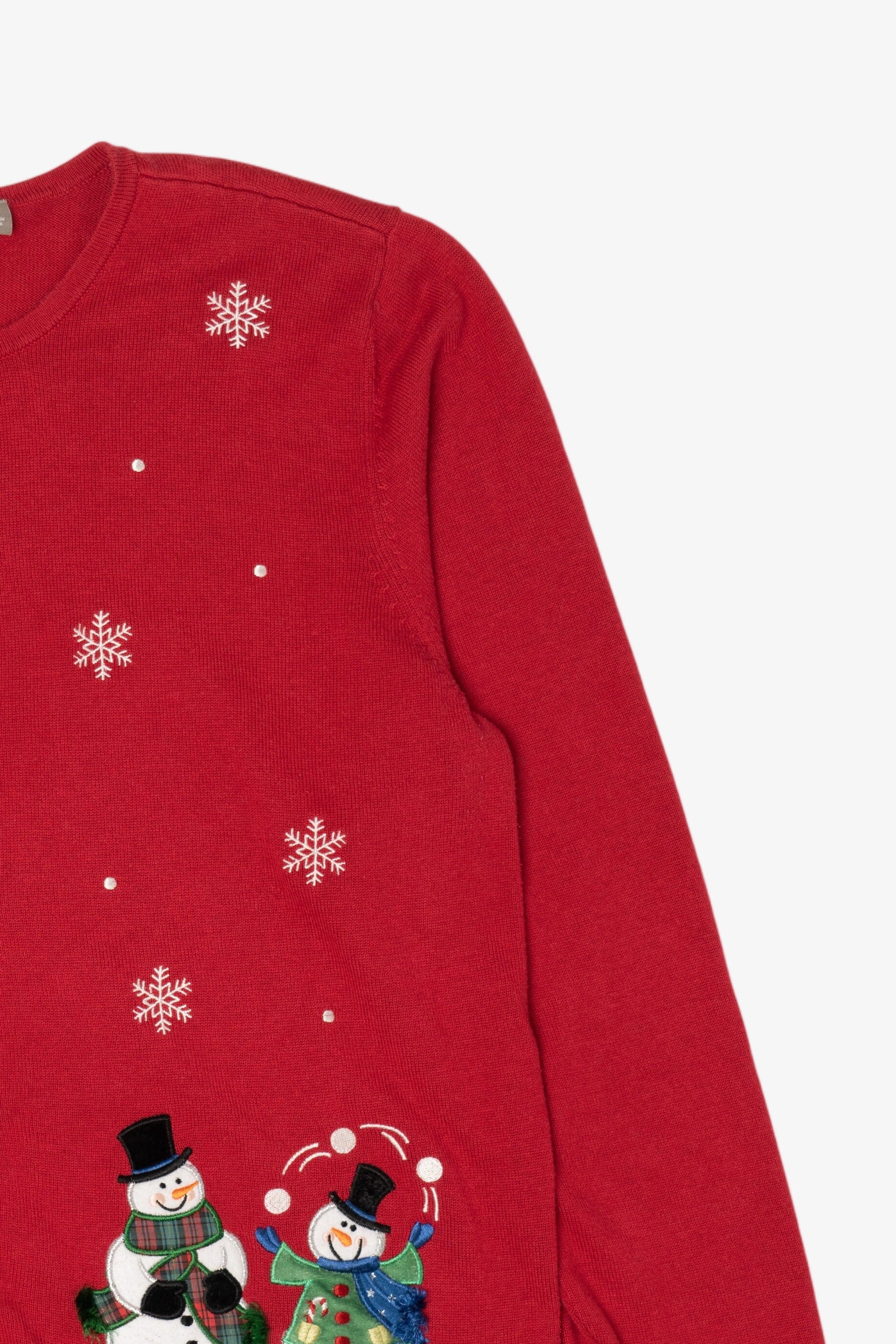 Vintage Lightweight Red Croft & Barrow Snowmen Ugly Christmas Cardigan (2000s)
