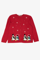 Vintage Lightweight Red Croft & Barrow Snowmen Ugly Christmas Cardigan (2000s)
