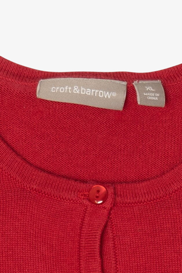 Vintage Lightweight Red Croft & Barrow Snowmen Ugly Christmas Cardigan (2000s)