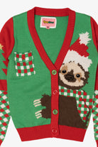 Green Santa Sloth Ugly Christmas Cardigan (2010s)