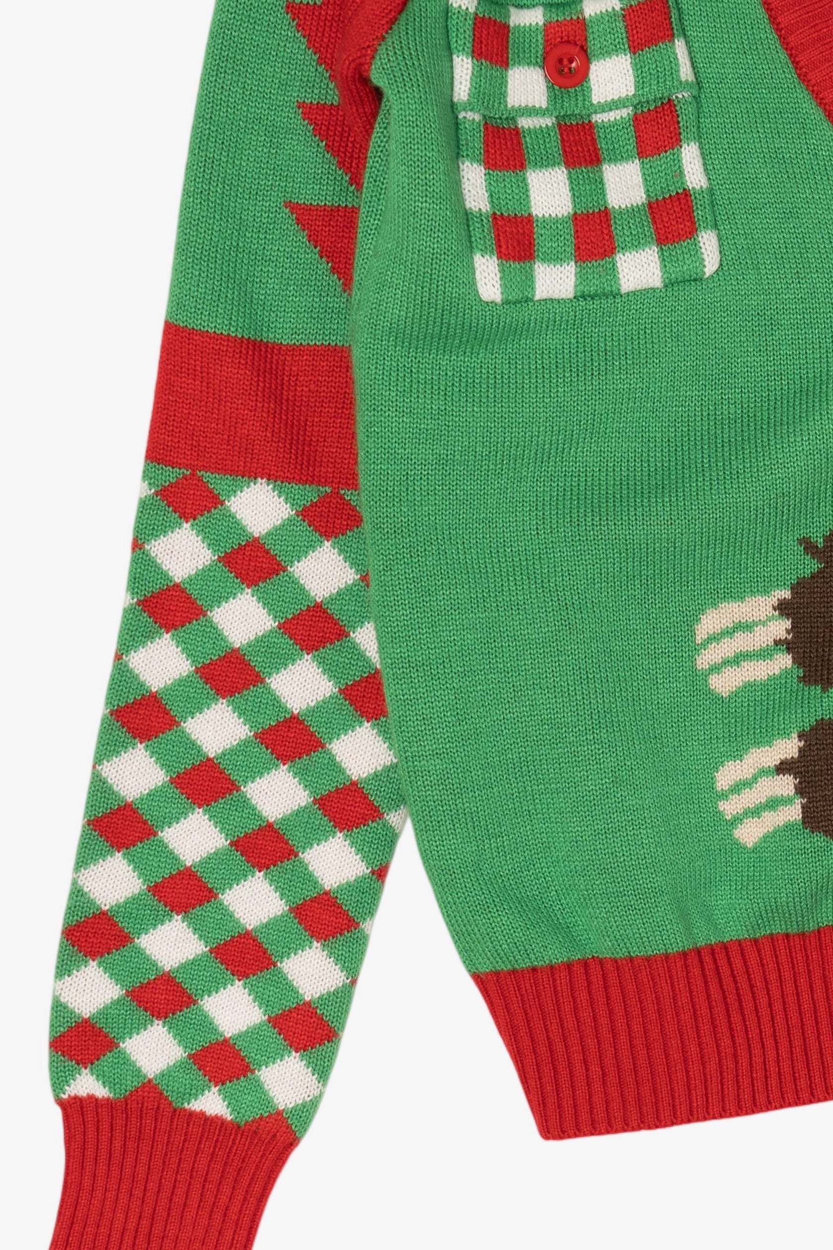 Green Santa Sloth Ugly Christmas Cardigan (2010s)