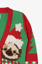 Green Santa Sloth Ugly Christmas Cardigan (2010s)