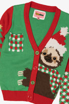 Green Santa Sloth Ugly Christmas Cardigan (2010s)