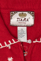 Vintage Red Tiara Snowmen Snowball Fight Ugly Christmas Cardigan (2000s)