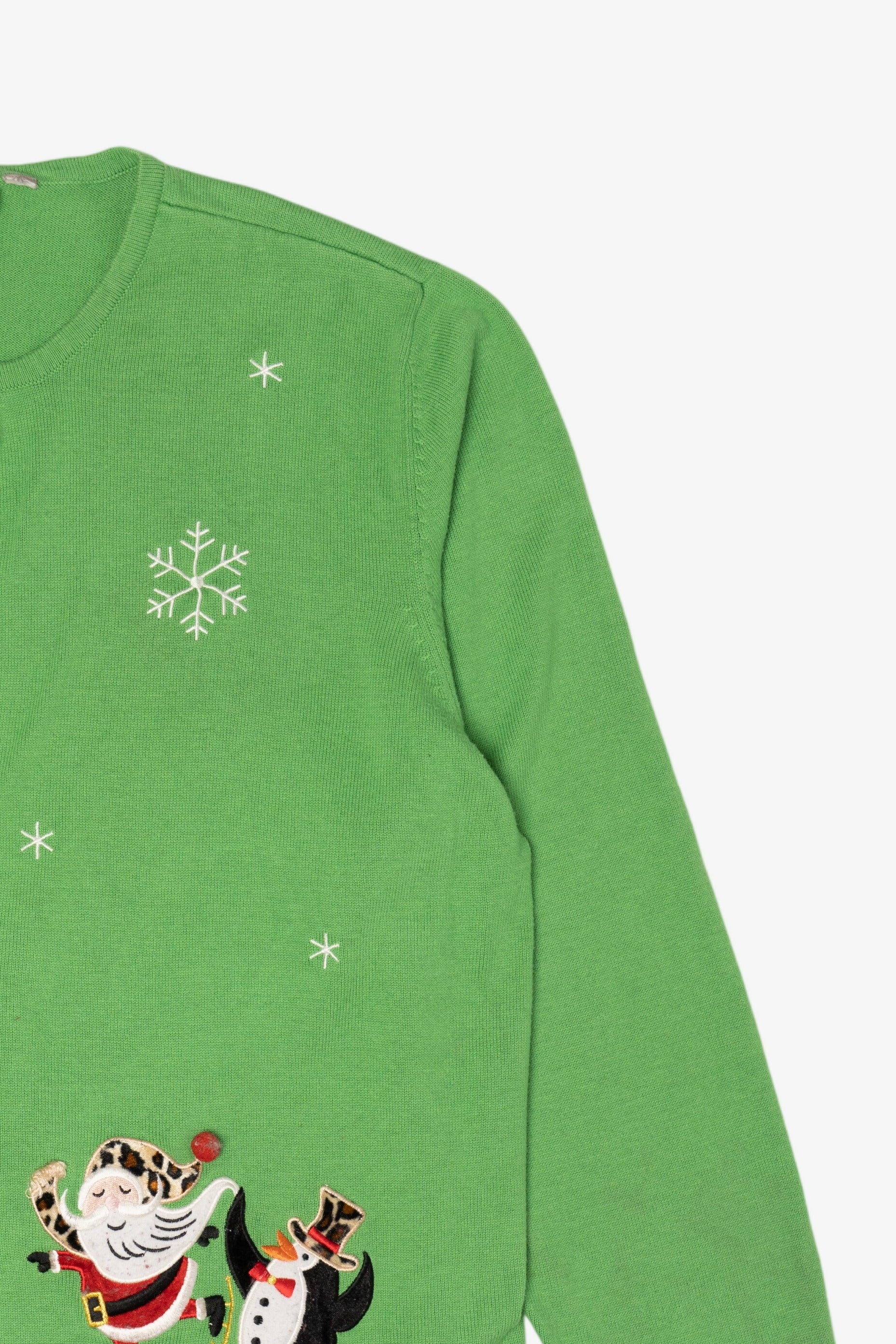 Vintage Lightweight Green Croft & Barrow Snowflakes Christmas Cardigan (2000s)
