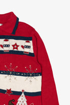 Vintage Red White And Blue Sarah Bentley Snowmen Ugly Christmas Cardigan (1990s)