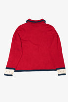 Vintage Red White And Blue Sarah Bentley Snowmen Ugly Christmas Cardigan (1990s)
