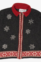 Vintage Hand Embroidered Croft & Barrow Snowflakes Ugly Christmas Cardigan (2000s)